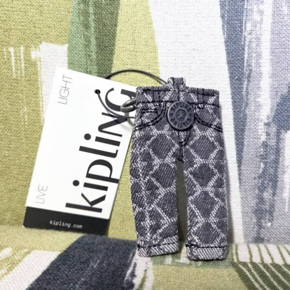 Kipling Jeans Keychain In Black Cotton